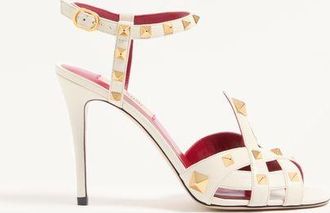 Valentino Garavani Sandalo Studdy In Capretto 100Mm Donna AVORIO 36.5
