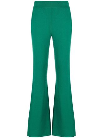 Alberta Ferretti flared fine-knit trousers - women - Cashmere/Virgin Wool - 40 - Green
