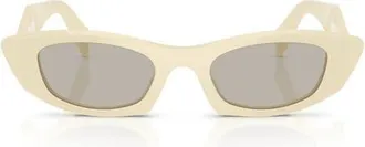 Prada 50mm Oval Sunglasses in White Milk /Light Brown at Nordstrom