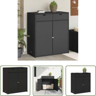 vidaXL Armadietto esterno - Armadietto Portaoggetti Giardino Nero 105x55x113cm Polyrattan