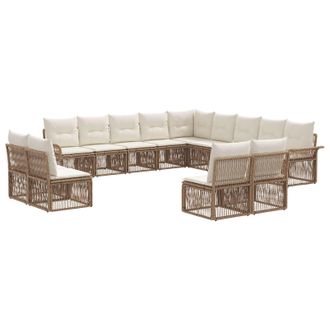vidaXL Conjunto De Sof&aacute;s De Jard&iacute;n 13 Pcs Beige Rat&aacute;n Sint&eacute;tico Vidaxl