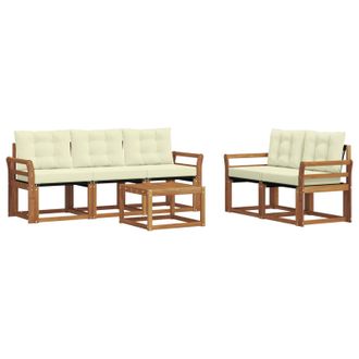 vidaXL Conjunto De Sof&aacute;s De Exterior Con Coj&iacute;n 6 Pcs Natural Y Crema Vidaxl