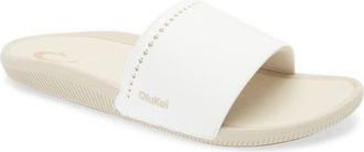 Olukai Ulele Water Resistant Slide Sandal in Bright White /Tapa at Nordstrom, Size 10