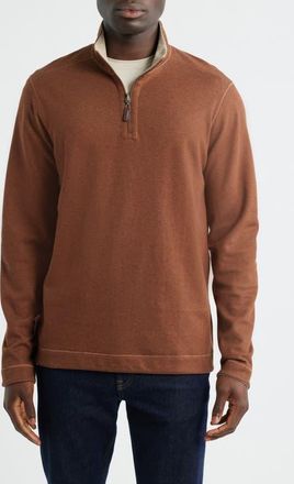 Johnston & Murphy Icon Reversible Quarter Zip in Rust/Oatmeal at Nordstrom, Size Xxx-Large