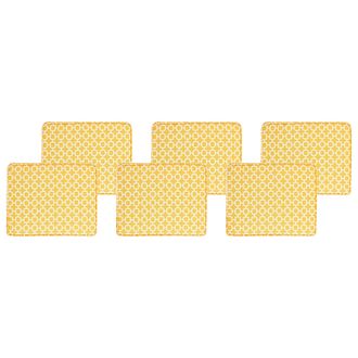Beliani Conjunto De 6 Cojines Amarillo Blanco 31 X 39 Cm Asiento Cuerda Tolve