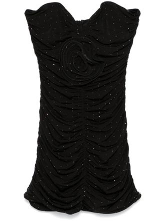 Nissa floral-appliqu&eacute; mini dress - Black