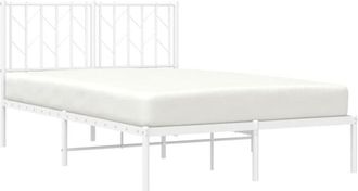 vidaXL Metal Bed Frame without Mattress with Headboard White 120x200cm Vidaxl