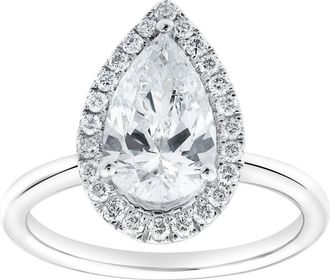 LuvMyJewelry Lyra 14K Gold Pear Shaped Lab Grown Diamond Halo Ring - 1.9 Ct in 14K White Gold at Nordstrom, Size 7