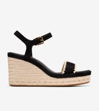 Cole Haan Womens Cloudfeel Asbury Espadrille Wedge Sandals - Black Size 10.5
