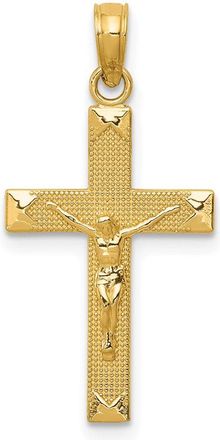 Diamond2Deal 14k Yellow Gold Beveled Tipped Crucifix Pendant