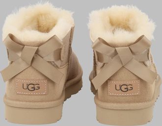 UGG Ultra Mini Bailey Bow Ankle Boots - Beige