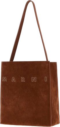 Marni Womens Hobo Shoulder Brown Bovine Leather