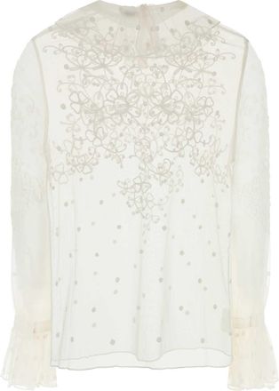 Bode Womens Middlemist Blouse White Nylon Sweater