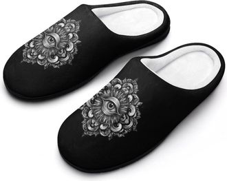 Generic Mystical Eye with Mandala Mens Slippers House Slipper Anti-skid Sole Indoor Shoes Outdoor Comfort Cotton