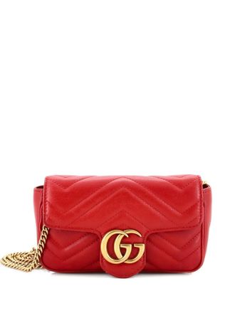 Gucci GG Marmont Flap Bag Matelasse Leather Super Mini crossbody bag - Rosso