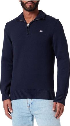 GANT Jersey Casual con Media Cremallera de Algod&oacute;n - Knitwear - Hombre - Azul - 3XL