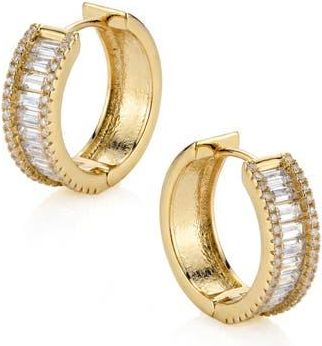 Kenneth Jay Lane Cubic Zirconia Huggie Hoop Earrings in Clear-Gold at Nordstrom Rack