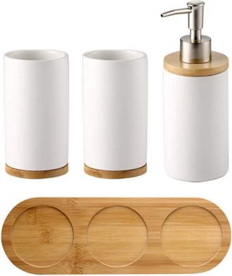 OEM Juego De 4 Accesorios De Ba&ntilde;o De Cer&aacute;mica: Portacepillos De Dientes Y Dispensador De Jab&oacute;n