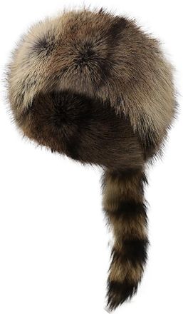 Generic Mens Winter Clothes Women Faux Hat Costume Coonskin Hat for Children Plush Light Brown Raccoon Tail Cap Warm Hats Men (Coffee, One Size)