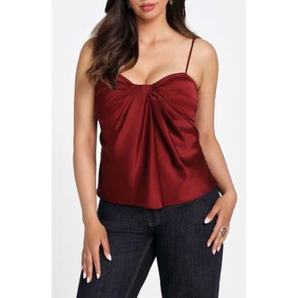 Marciano Aretha Drape Satin Camisole in Dark Jam Red at Nordstrom, Size 6 Us