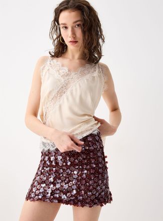 Twik Womens Floral sequins miniskirt