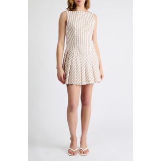 Extro&Vert Ivy Gingham Minidress in Beige Gingham at Nordstrom, Size X-Small