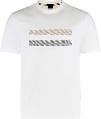 HUGO BOSS T-shirt met streep-artwork van katoenen jersey - Heren - T-shirts - Wit - XS - Katoen - Tops