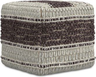 Simpli Home Grady Contemporary Square Pouf