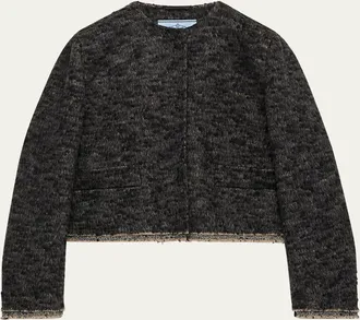 Prada Tweed Double-Hem Single-Breasted Jacket