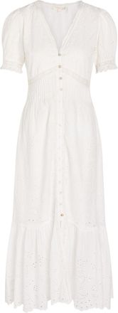 LoveShackFancy Loveshackfancy Tarragon Embroidered Cotton Midi Dress - White - 10 (UK14 / L)