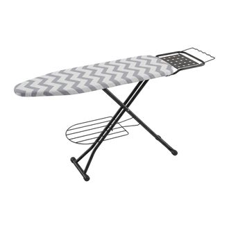 Relaxdays Tabla De Planchar Relaxdays Para Planchas De Vapor 110 X 33 Cm, Regulable, Plegable, Con Soporte, Zigzag, Gris-blanco