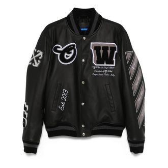Off-white Full Leather Bomber Jacket