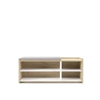 HERDASA Banco Descalzador Y Zapatero Fabricado En Melamina, Dreyer Bench, En Color Roble-blanco