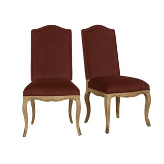 Robin des Bois Juego de 2 sillas de roble y terciopelo de poli&eacute;ster noisette