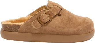 Scholl Fae Chunky Sabot - Dames - Slip ons - Beige - 38 EU - Leer - Schoenen