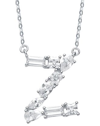 Genevive Silver CZ Initial Necklace