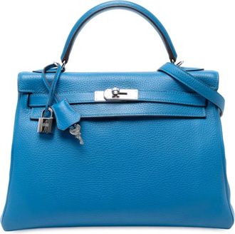 Herm&egrave;s 2011 Togo Kelly II Retourne 32 satchel - Blu