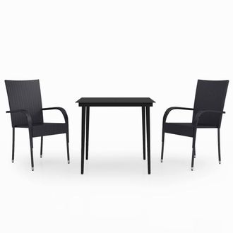 Berkfield Home 3 Piece Garden Dining Set Black