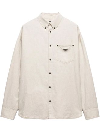 Prada Chambray shirt - men - Cotton - S - Neutrals
