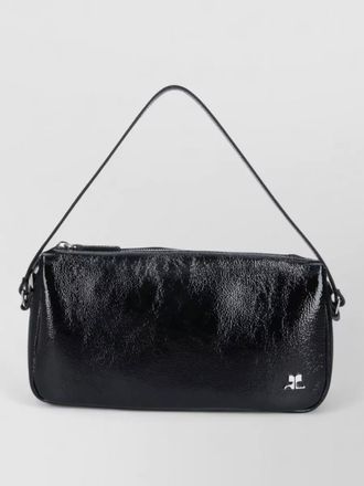 Courr&egrave;ges rectangular shoulder bag glossy finish strap