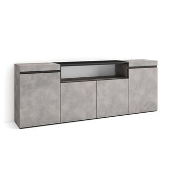 Skraut Home Aparadores Para Sal&oacute;n, Gran Capacidad De Almacenaje, 200x75x35cm, 4 Puertas, Armario, Zapatero, Estilo Moderno, Gris Cemento - Skraut Home