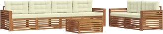 vidaXL Conjunto De Sof&aacute;s De Exterior 7 Uds. Natural Y Crema Vidaxl