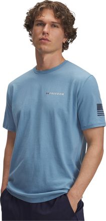 Under Armour Mens Freedom Banner Short Sleeve T Shirt, (418) Blue Smoke / / Downpour Gray, Medium