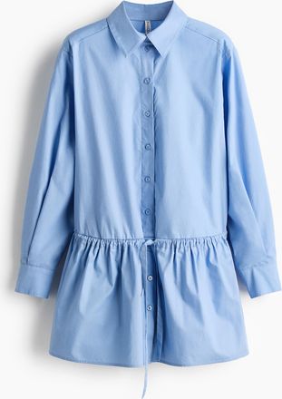 H&M Blusenkleid aus Popeline mit Kordelzugdetail - Blue
