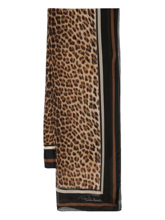 Roberto Cavalli leopard-print silk scarf - Brown