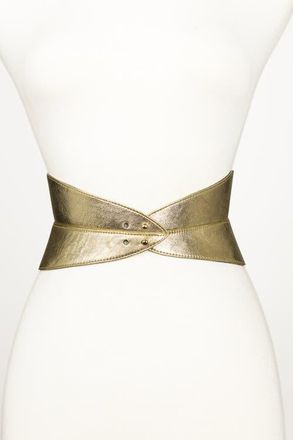 Raina Corset Leather Belt in Gold at Nordstrom, Size Medium