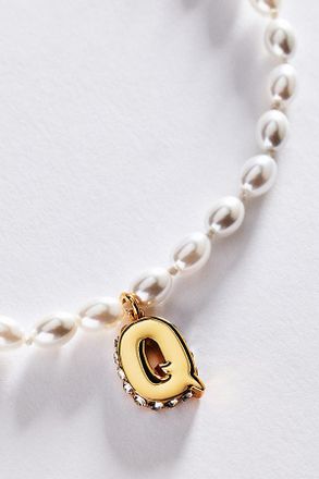 Anthropologie Pearl Initial Necklace
