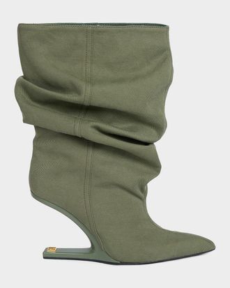 Balmain No Wedge Canvas Ankle Boots