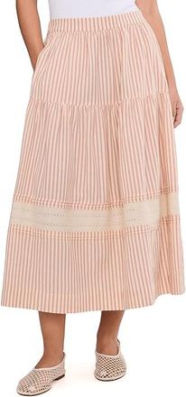 Toad&Co Airscape Midi Skirt Womens Skirt Dusty Cedar Stripe Dobby : XL, Cotton