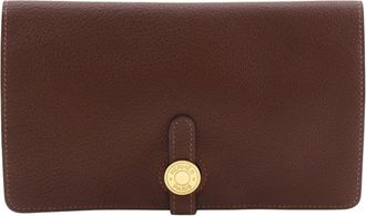 Herm&egrave;s Dogon Brown Togo Leather Long Wallet (Bi-Fold) (Pre-Owned)
